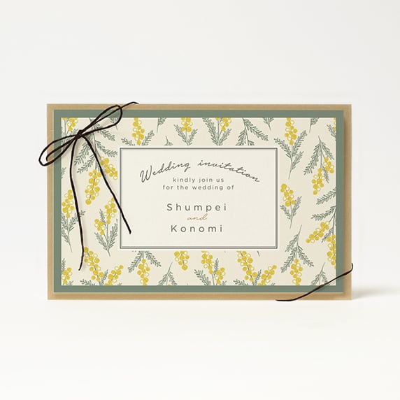 招待状手作りの新しいカタチ「fitau」｜ナチュラルミモザ グリーン[KA