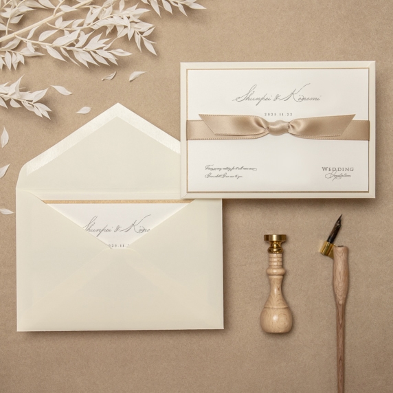 タブナイ　コマフィル　集合　招待状 招待状手作りの新しいカタチ「fitau」｜ジェーン アイボリー タイプB招待状