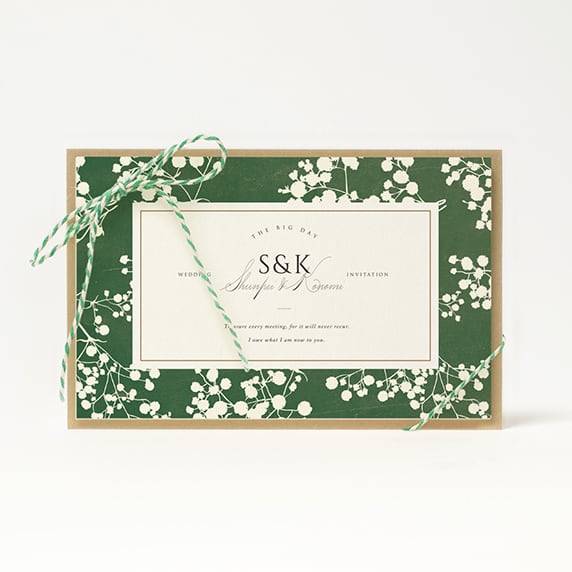 招待状手作りの新しいカタチ「fitau」｜かすみ草 グリーン[GA]招待状